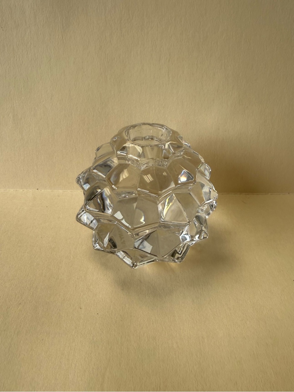 Tiffany & Co. Clear Crystal Glass Pinecone Candlestick Holder Paperweight.